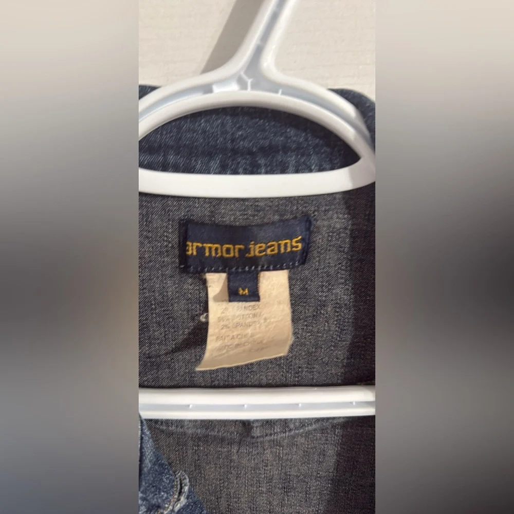 VINTAGE ARMOR JEANS  Women's Blue Denim Long Coat Medium - Picture 4 of 5